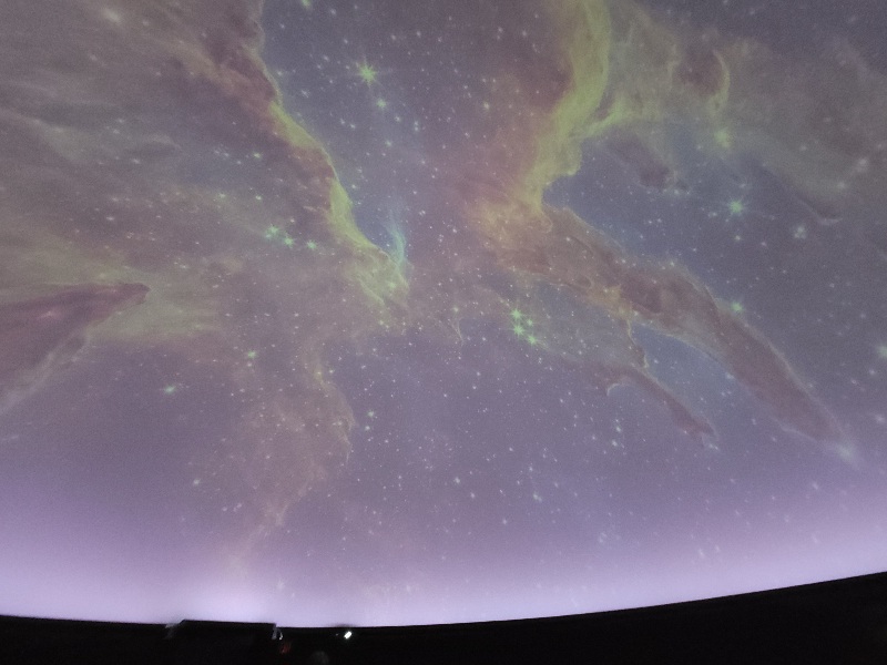 the inside of the planetarium, showing the pillars of creation!